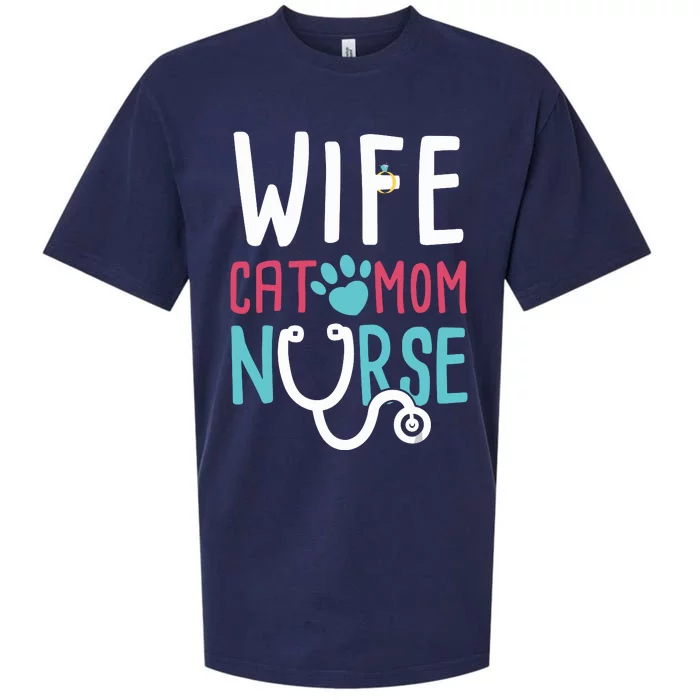 Wife Cat Mom Nurse Funny Nurse Gifts Sueded Cloud Jersey T-Shirt