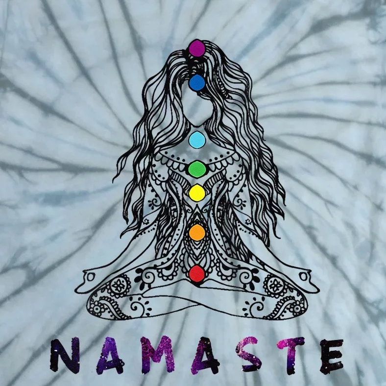 Womens Chakra Meditation Yoga Pose Spiritual Namaste Tattoo Top Tie-Dye T-Shirt