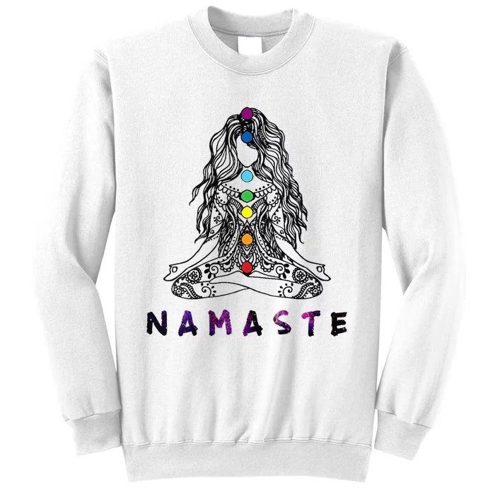 Womens Chakra Meditation Yoga Pose Spiritual Namaste Tattoo Top Sweatshirt