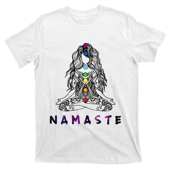 Womens Chakra Meditation Yoga Pose Spiritual Namaste Tattoo Top T-Shirt