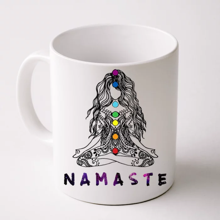 Womens Chakra Meditation Yoga Pose Spiritual Namaste Tattoo Top Front & Back Coffee Mug