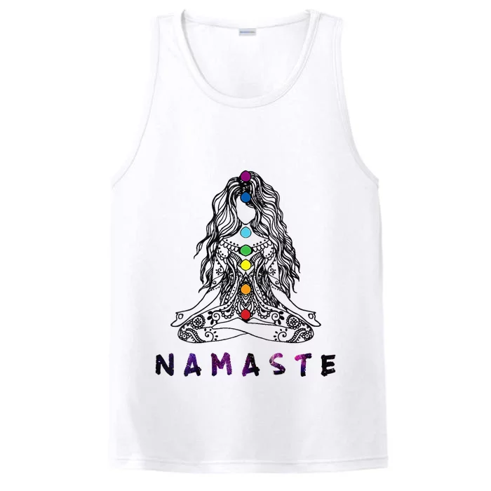 Womens Chakra Meditation Yoga Pose Spiritual Namaste Tattoo Top Performance Tank