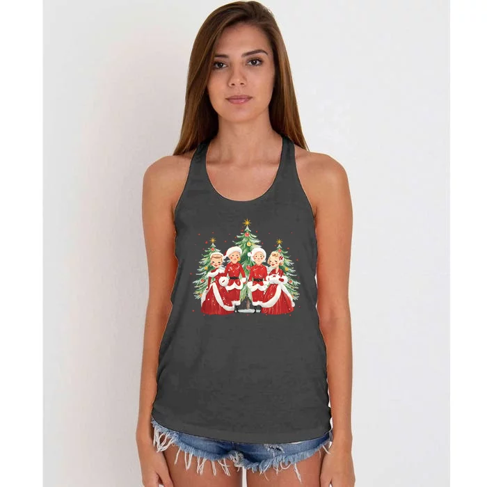 White Christmas Movie 1954 Xmas Song Holiday Pajamas Retro Women's Knotted Racerback Tank