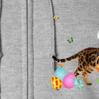 Womens Cat Mom Gift Cute Bunny Bengal Eggs Easter Day Full Zip Hoodie