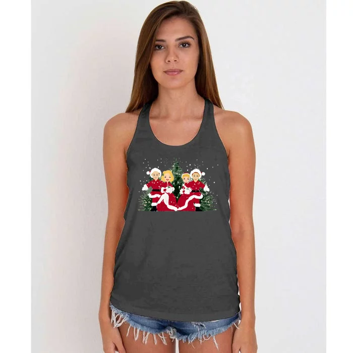 White Christmas Movie 1954 Xmas Song Holiday Pajamas Retro Women's Knotted Racerback Tank