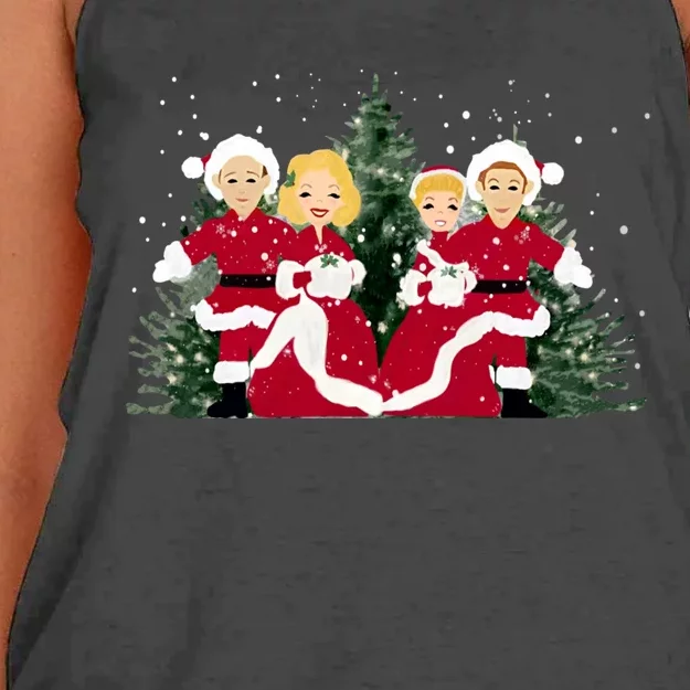 White Christmas Movie 1954 Xmas Song Holiday Pajamas Retro Women's Knotted Racerback Tank