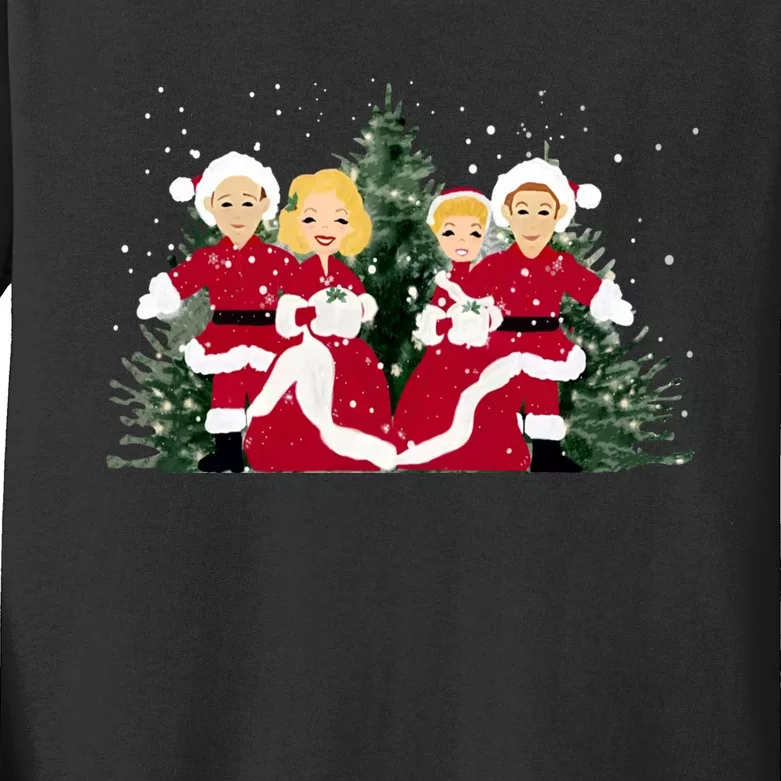 White Christmas Movie 1954 Xmas Song Holiday Pajamas Retro Kids Long Sleeve Shirt