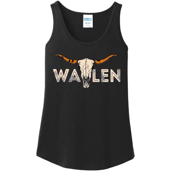 Western Country Music Girl Bull Skull Ladies Essential Tank