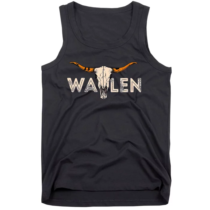 Western Country Music Girl Bull Skull Tank Top