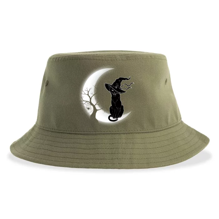 Witch Cat Moon Halloween Sustainable Bucket Hat