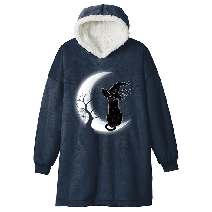 Witch Cat Moon Halloween Hooded Wearable Blanket