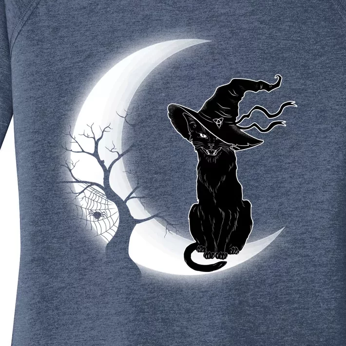 Witch Cat Moon Halloween Women's Perfect Tri Tunic Long Sleeve Shirt