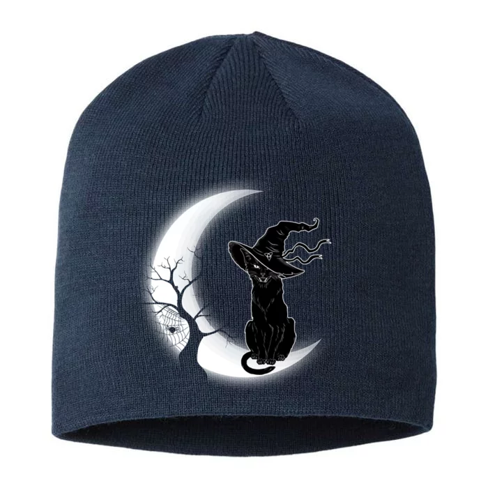 Witch Cat Moon Halloween 8 1/2in Sustainable Knit Beanie