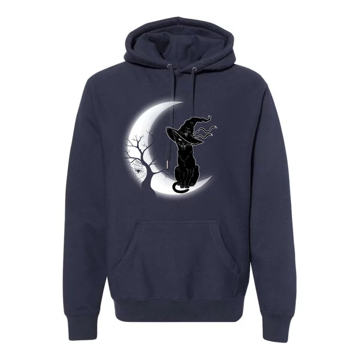 Witch Cat Moon Halloween Premium Hoodie