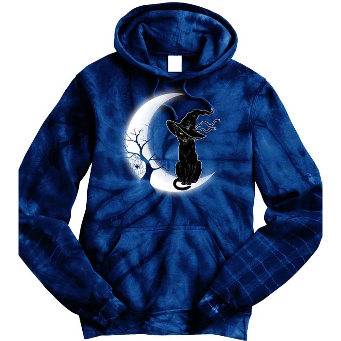 Witch Cat Moon Halloween Tie Dye Hoodie