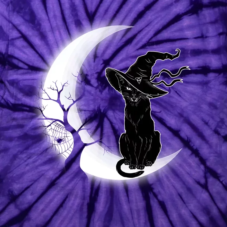 Witch Cat Moon Halloween Tie-Dye T-Shirt