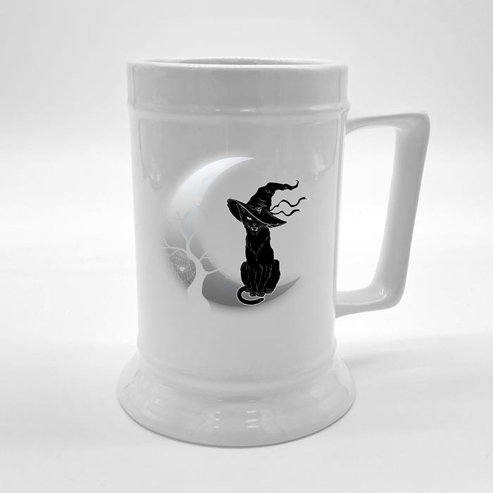 Witch Cat Moon Halloween Front & Back Beer Stein