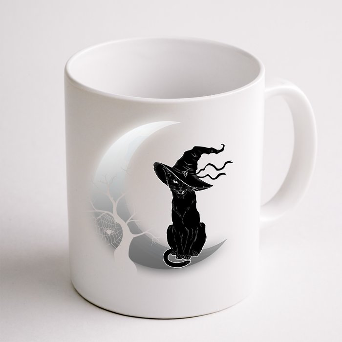 Witch Cat Moon Halloween Front & Back Coffee Mug