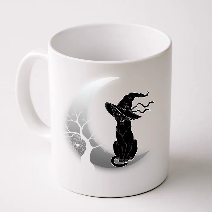 Witch Cat Moon Halloween Front & Back Coffee Mug