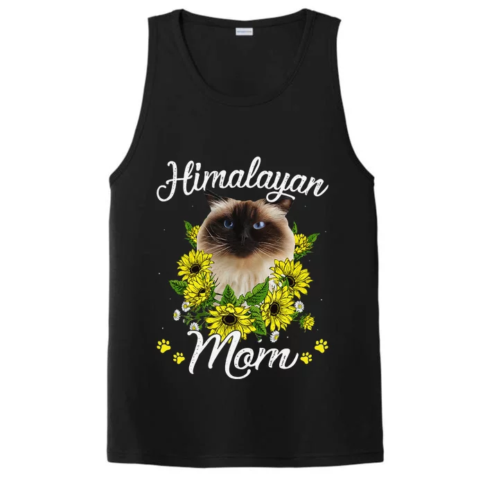 Womens Cat Mom Mother's Day Gifts Sunflower Himalayan Mom Performance Tank