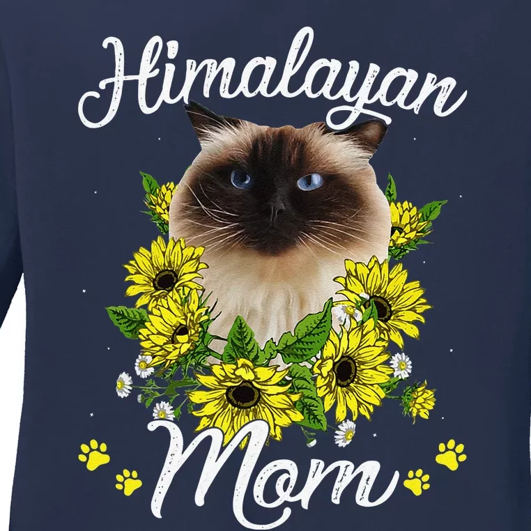 Womens Cat Mom Mother's Day Gifts Sunflower Himalayan Mom Ladies Long Sleeve Shirt