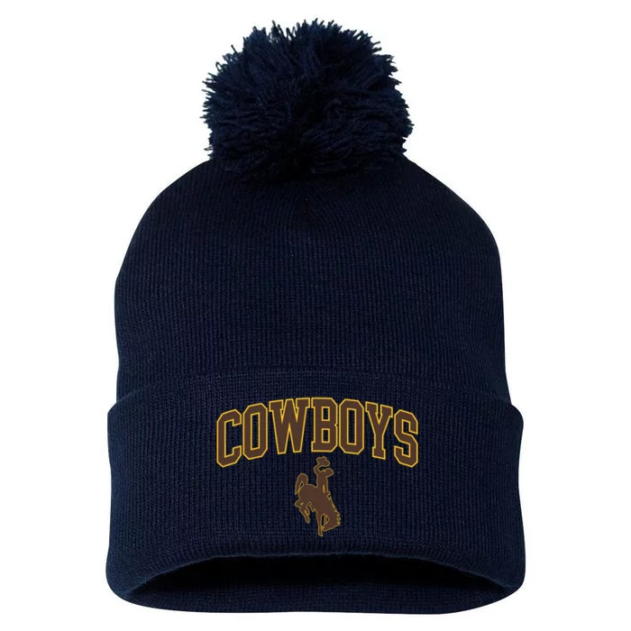 Wyoming Cowboys Cowboys Arch And Logo Gift Pom Pom 12in Knit Beanie