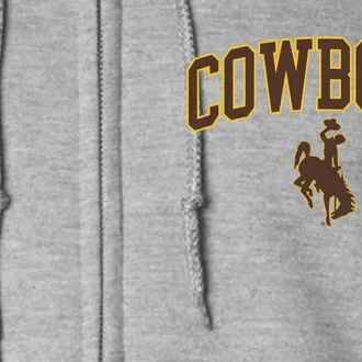 Wyoming Cowboys Cowboys Arch And Logo Gift Full Zip Hoodie