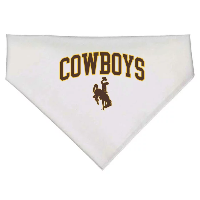 Wyoming Cowboys Cowboys Arch And Logo Gift USA-Made Doggie Bandana