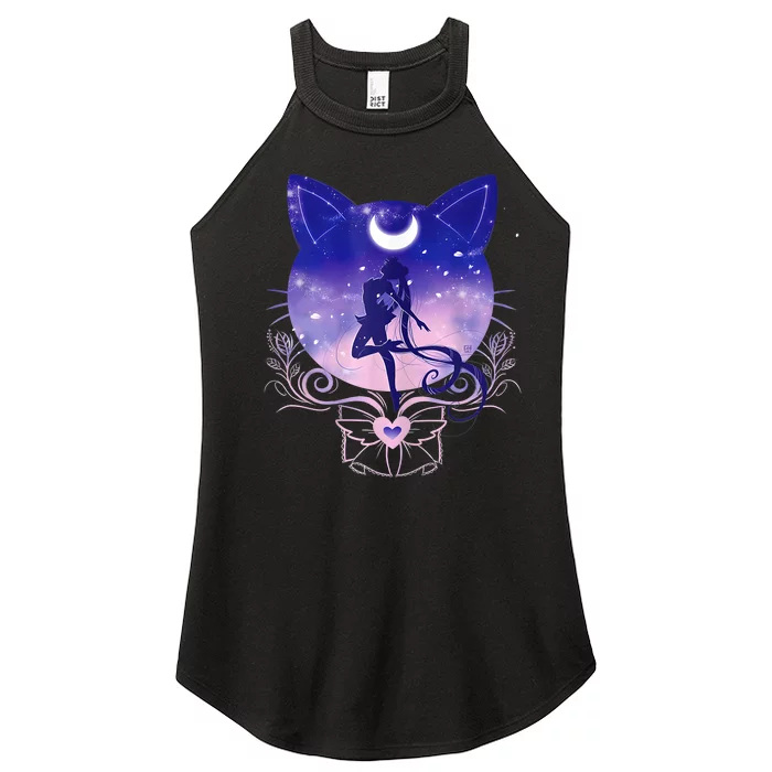 Womens Cat Moon Sailor Women’s Perfect Tri Rocker Tank