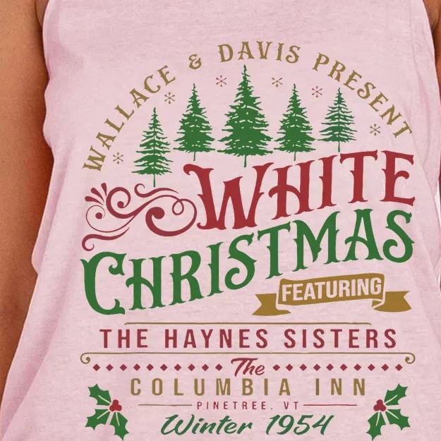 White Christmas Movie 1954 Xmas Song Haynes Sisters Xmas Women's Knotted Racerback Tank