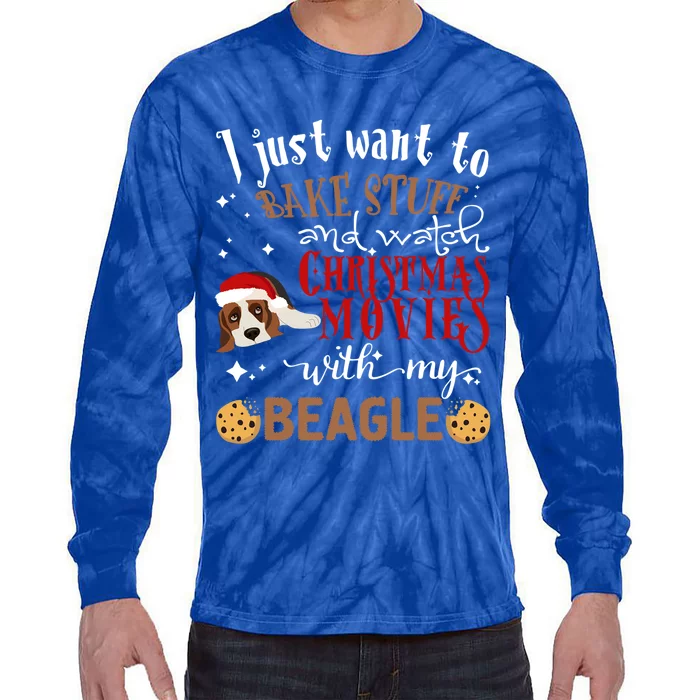 Watch Christmas Movies With My Beagle Dog Lover Gift Tie-Dye Long Sleeve Shirt