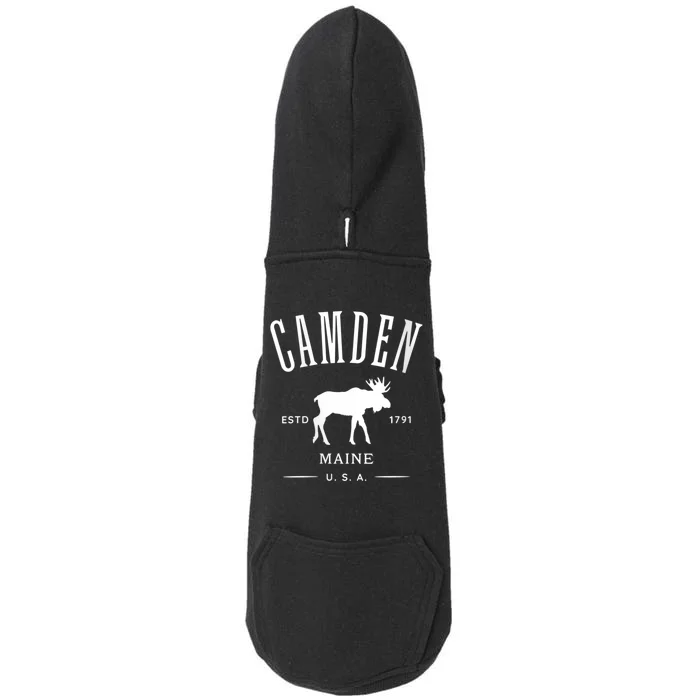 Women Camden Maine Usa With Moose Design Souvenir Doggie 3-End Fleece Hoodie