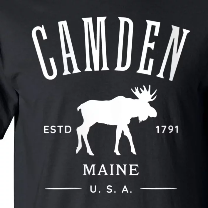 Women Camden Maine Usa With Moose Design Souvenir Tall T-Shirt