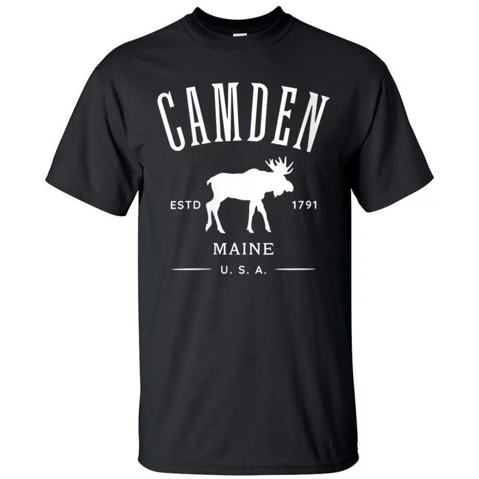 Women Camden Maine Usa With Moose Design Souvenir Tall T-Shirt