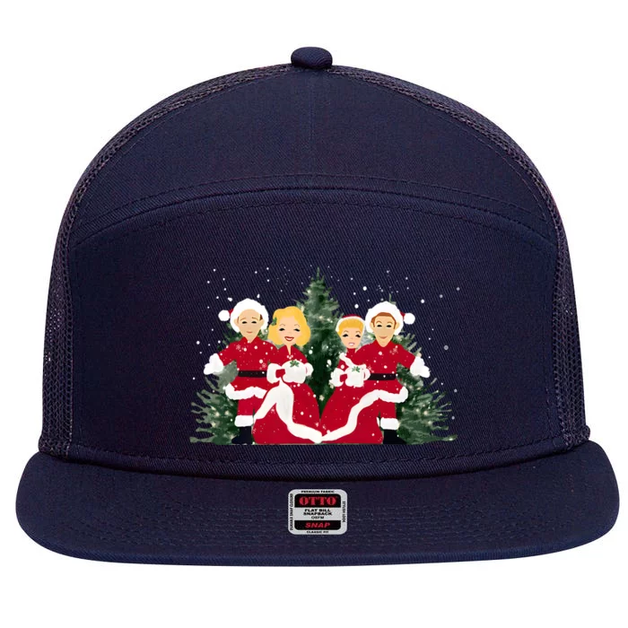 White Christmas Movie 1954 Xmas Song Holiday Pajamas Retro 7 Panel Mesh Trucker Snapback Hat