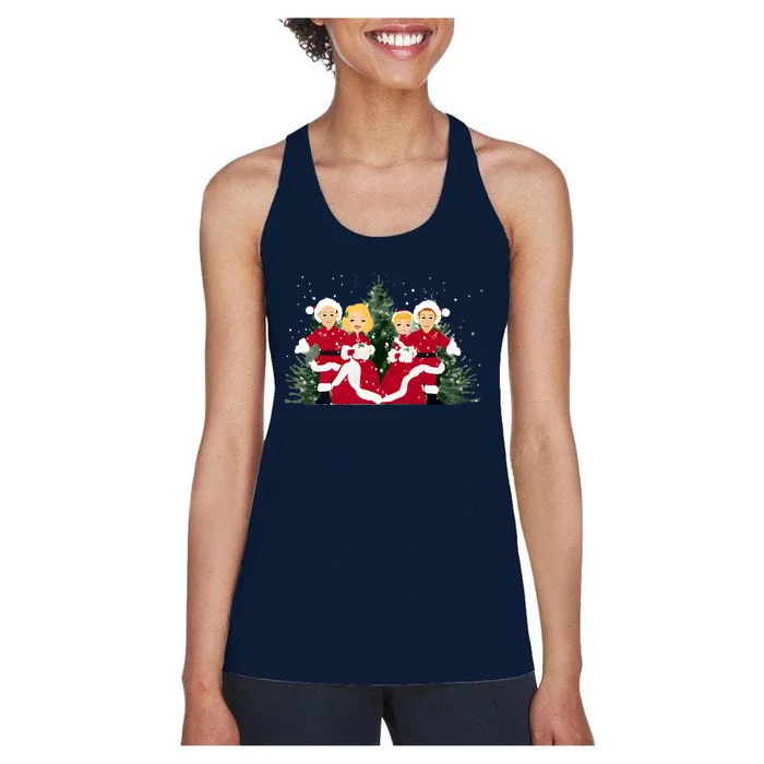 White Christmas Movie 1954 Xmas Song Holiday Pajamas Retro Women's Racerback Tank