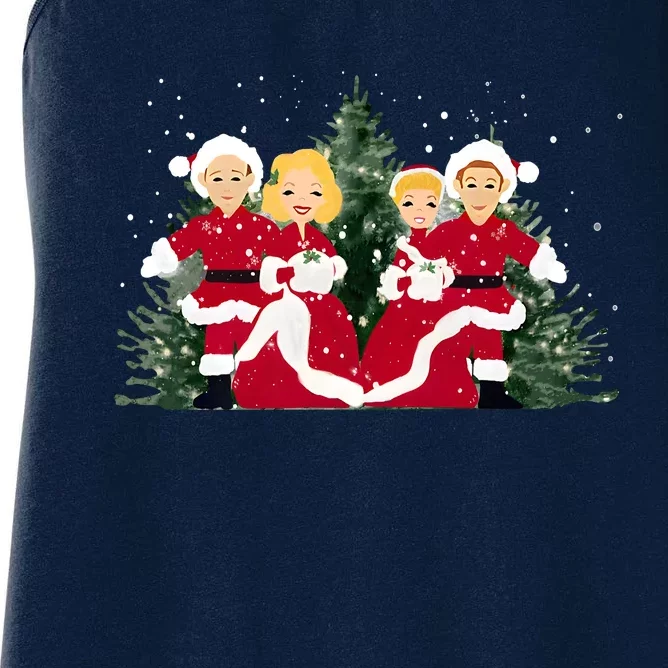 White Christmas Movie 1954 Xmas Song Holiday Pajamas Retro Women's Racerback Tank