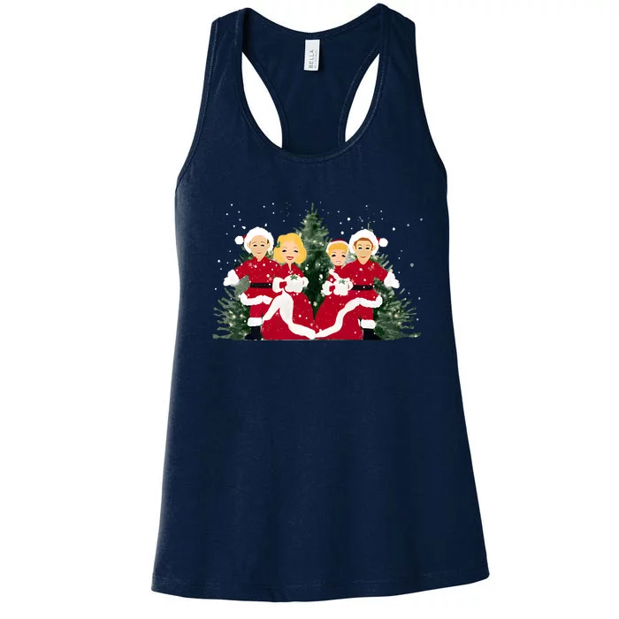 White Christmas Movie 1954 Xmas Song Holiday Pajamas Retro Women's Racerback Tank