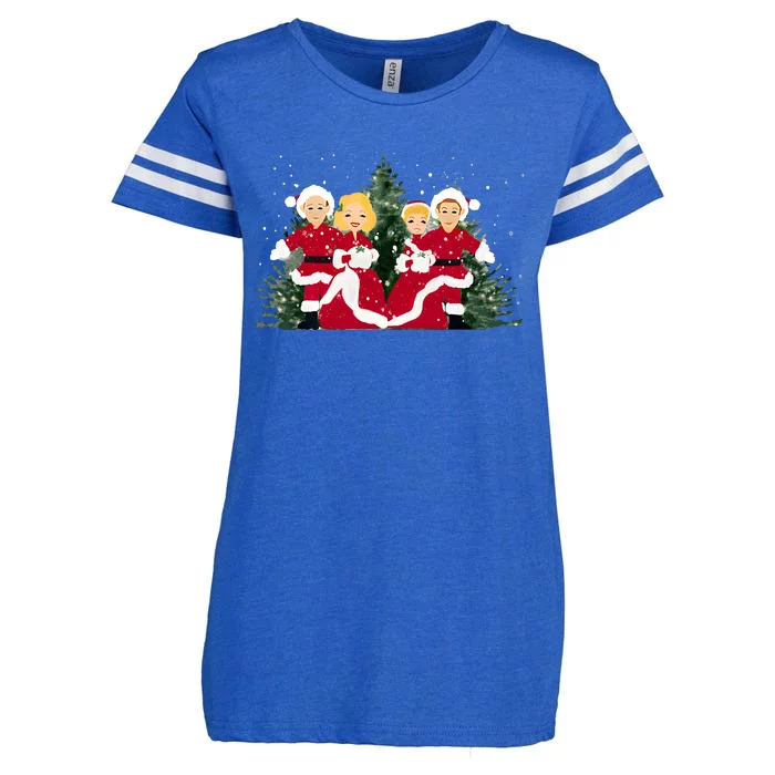 White Christmas Movie 1954 Xmas Song Holiday Pajamas Retro Enza Ladies Jersey Football T-Shirt