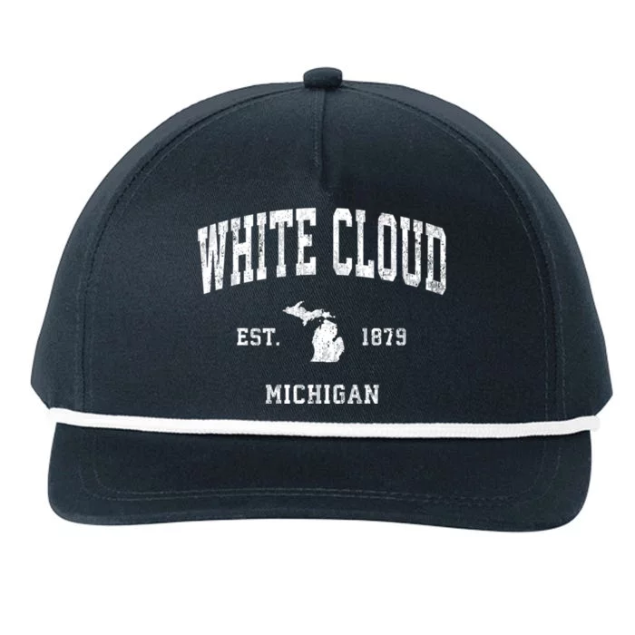 White Cloud Michigan Mi Vintage Athletic Sports Snapback Five-Panel Rope Hat