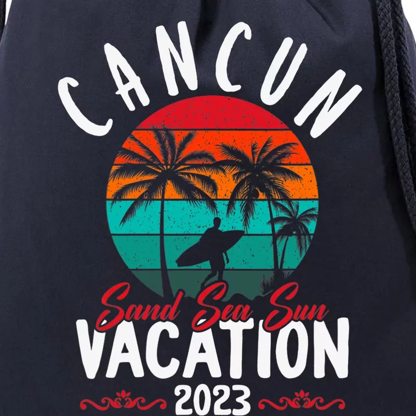 Wo Cancun Mexico Vacation Beach Family Friend Group Trip Drawstring Bag