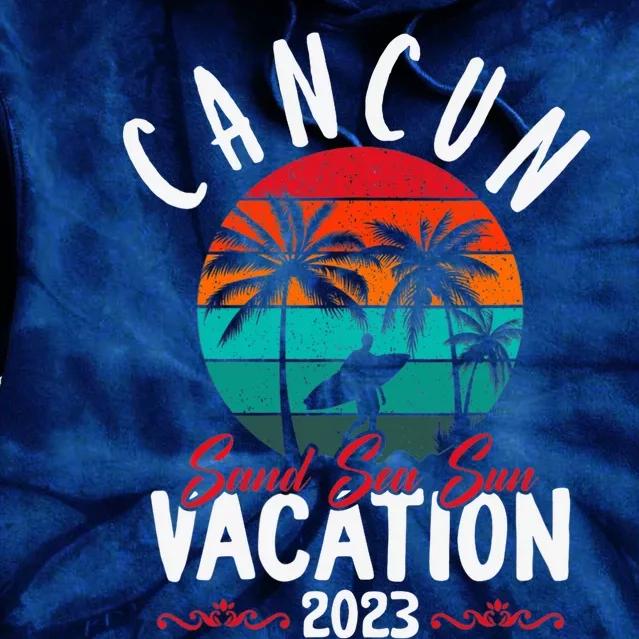 Wo Cancun Mexico Vacation Beach Family Friend Group Trip Tie Dye Hoodie