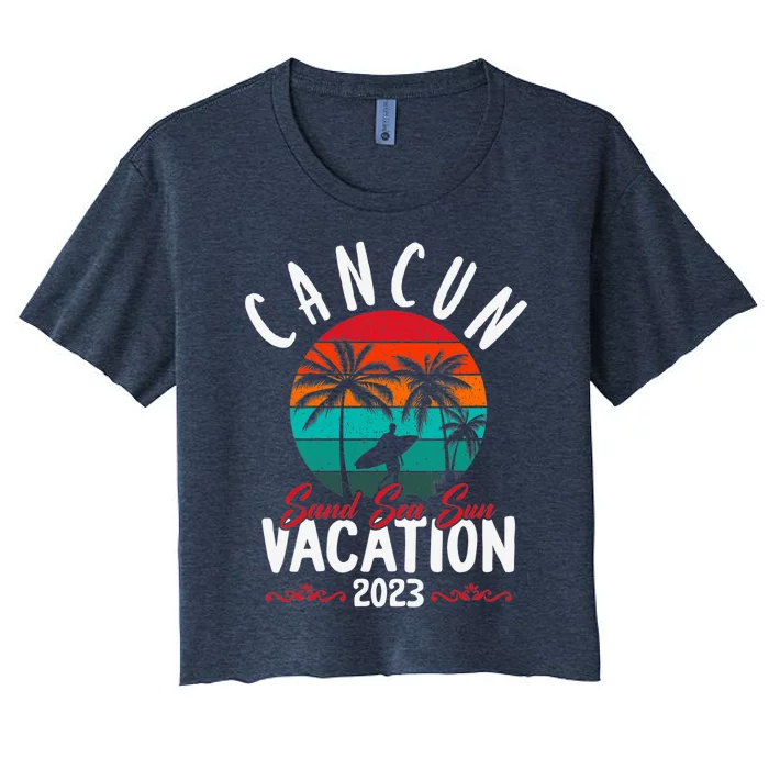 Wo Cancun Mexico Vacation Beach Family Friend Group Trip Women's Crop Top Tee