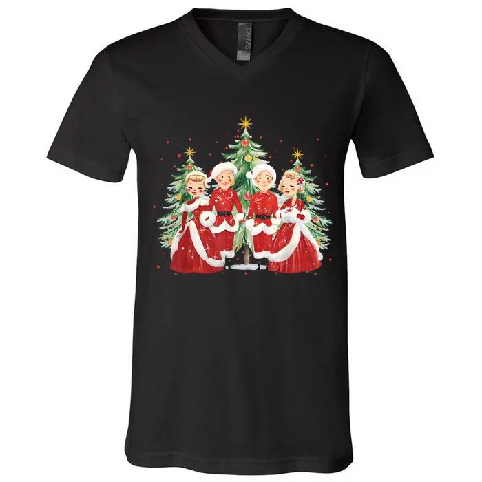 White Christmas Movie 1954 Xmas Song Holiday Pajamas Retro V-Neck T-Shirt