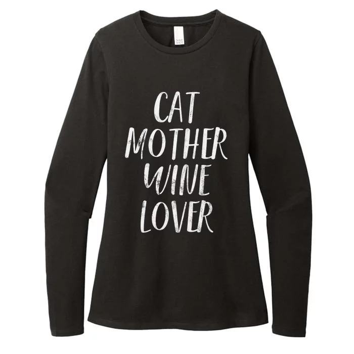 Womens Cat Mother Wine Lover Funny Pet Cat & Wine Gift Womens CVC Long Sleeve Shirt