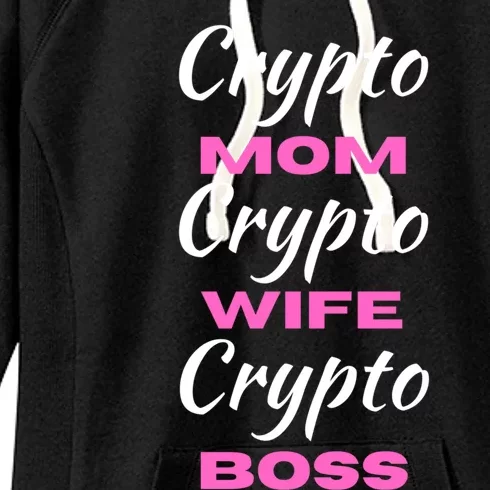 Wo Crypto Mom Wife Boss Funny Tee Bitcoin Ethereum Funny Gift Women's Fleece Hoodie