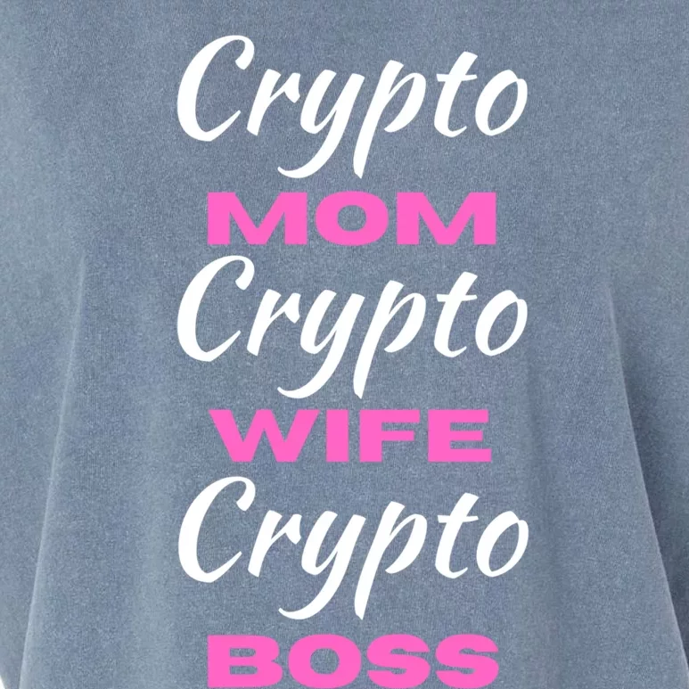 Wo Crypto Mom Wife Boss Funny Tee Bitcoin Ethereum Funny Gift Garment-Dyed Women's Muscle Tee