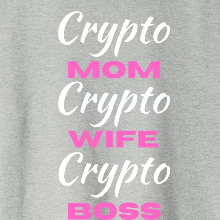 Wo Crypto Mom Wife Boss Funny Tee Bitcoin Ethereum Funny Gift Women's Crop Top Tee