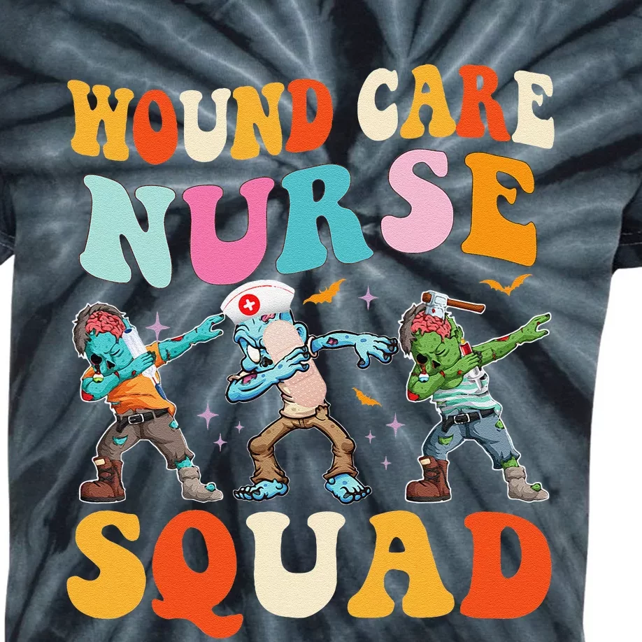 Wound Care Nurse Squad Halloween Zombie Stethoscope Ghost Kids Tie-Dye T-Shirt