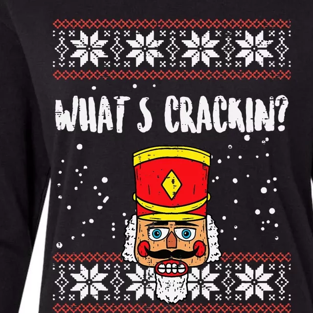 Whats Crackin Nutcracker Ugly Christmas Xmas Womens Cotton Relaxed Long Sleeve T-Shirt